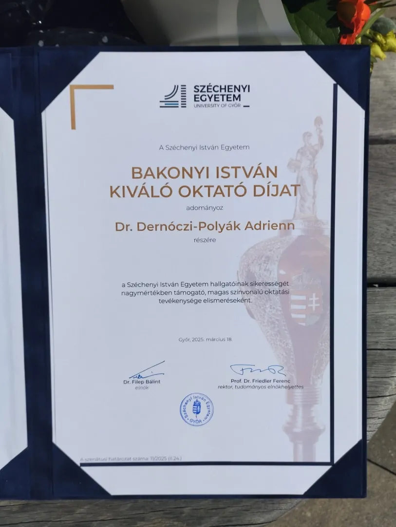 Dernóczy-Polyák Adrienn - Bakonyi István Kiváló Oktató Díj 2025- SZE_KGK